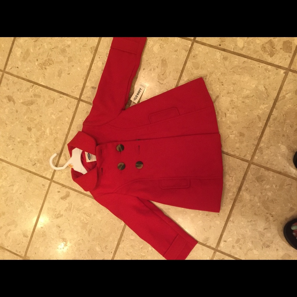New red girls pea coat